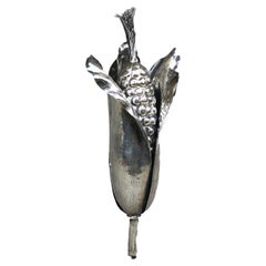 Italian Buccellati Figural Sterling Silver Full Size Corn, 6.74 Toz, c1940