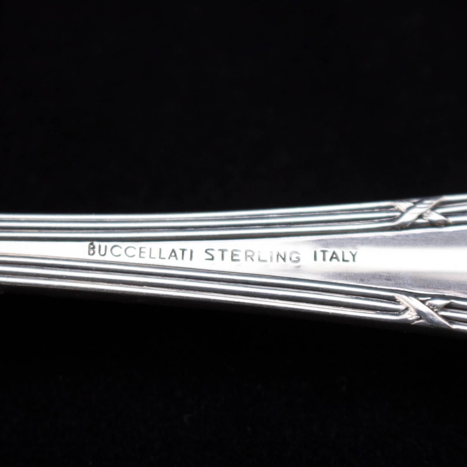 20th Century Italian Buccellati Sterling Silver Spoon & Fork Serving Set, 9.68 Toz