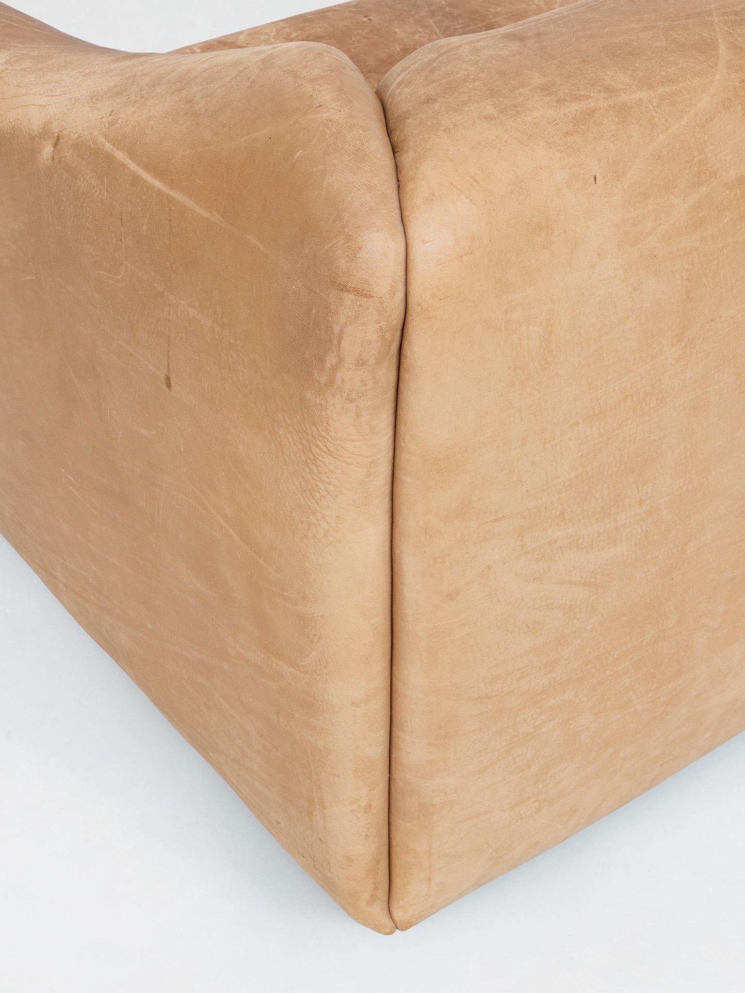 Italian Buffalo Light Brown Leather Sofa, Mod. DS 47 by De Sede, Svizzera, 1970s 5