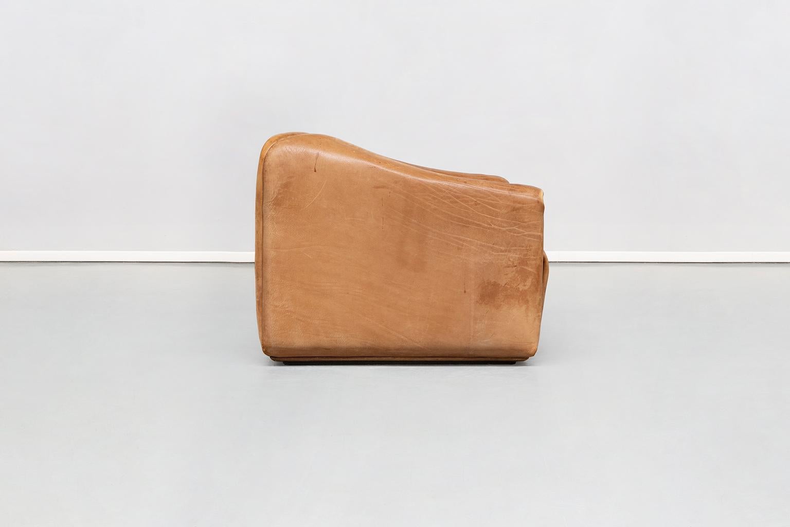 Italian Buffalo Light Brown Leather Sofa, Mod. DS 47 by De Sede, Svizzera, 1970s 3