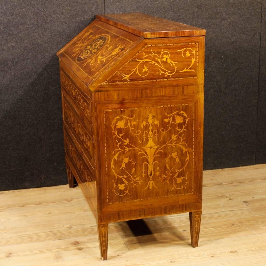Italian Bureau in Inlaid Wood in Louis XVI Style from 20th Century In Good Condition In Vicoforte, Piedmont