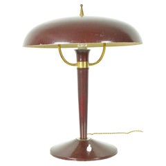 Italian Burgundy Metal & Brass 1950s Table Lamp