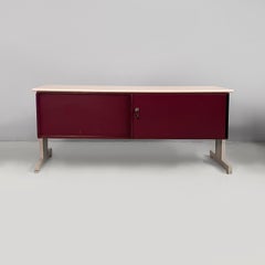Italian burgundy metal sideboard Synthesis 45 Ettore Sottsass Olivetti, 1970s