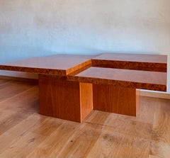 Italian Burl and Flame Grain Art Deco Moderne Cubist Bauhaus Coffee Table