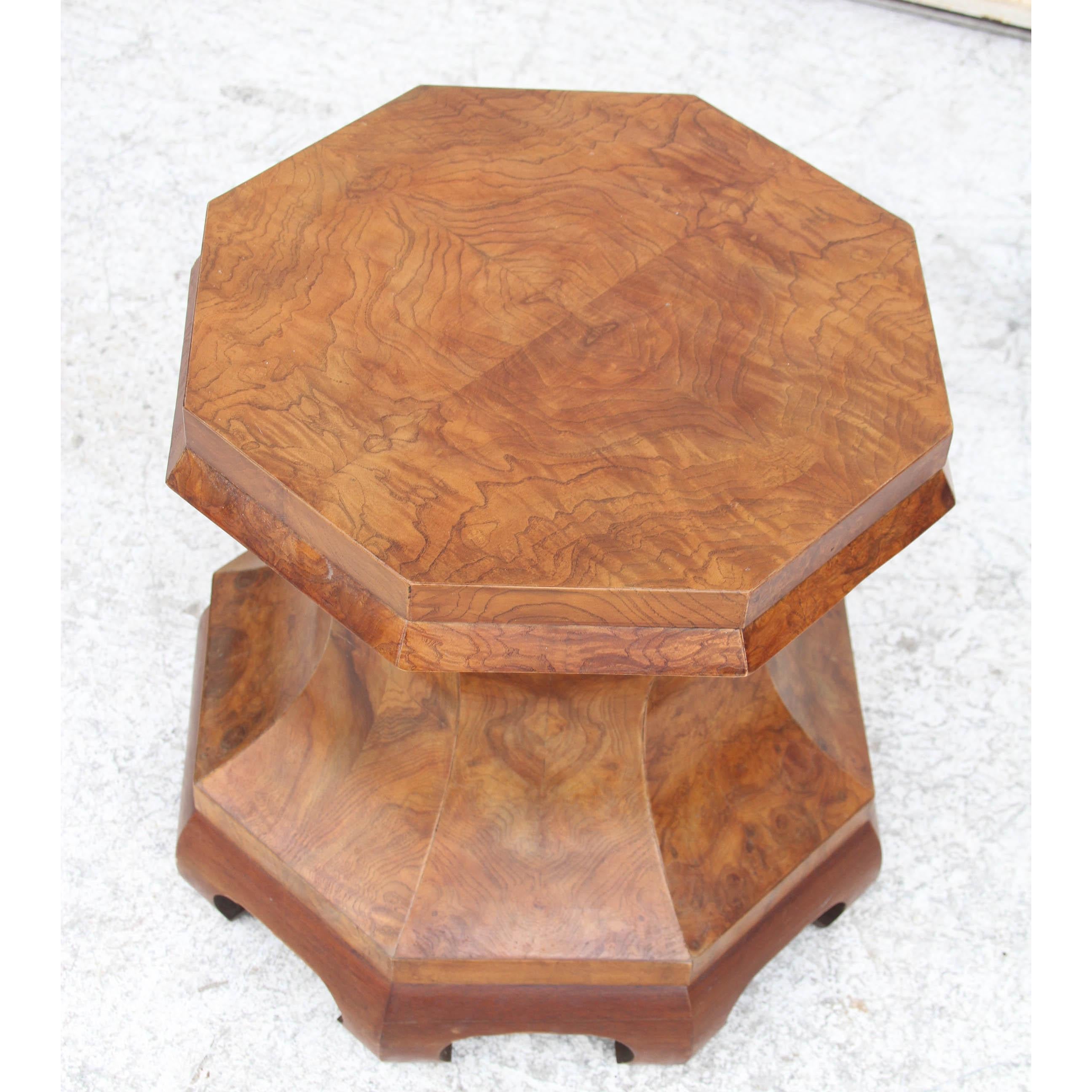 Italian Burl Biedermeier Pedestal Stool

Classic style burl pedestal stool side table from Italy. Octogon top.
5”x15”17”½.