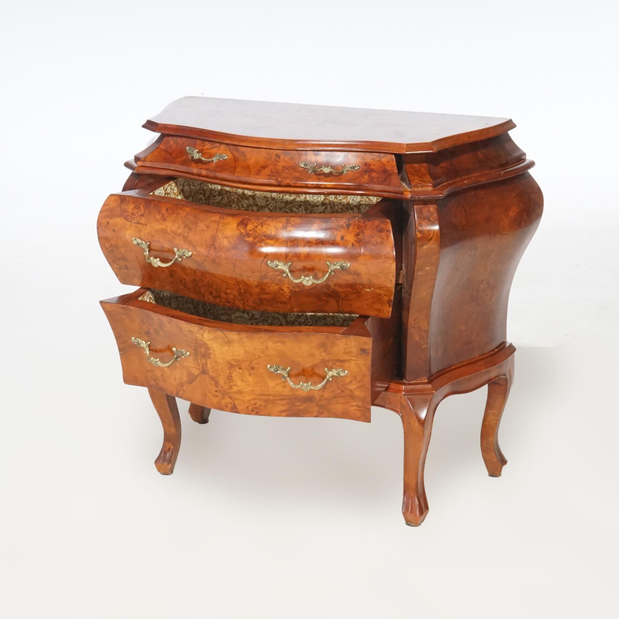 Italian Burl Bombay Side Stand Commode 20th C In Good Condition In Big Flats, NY