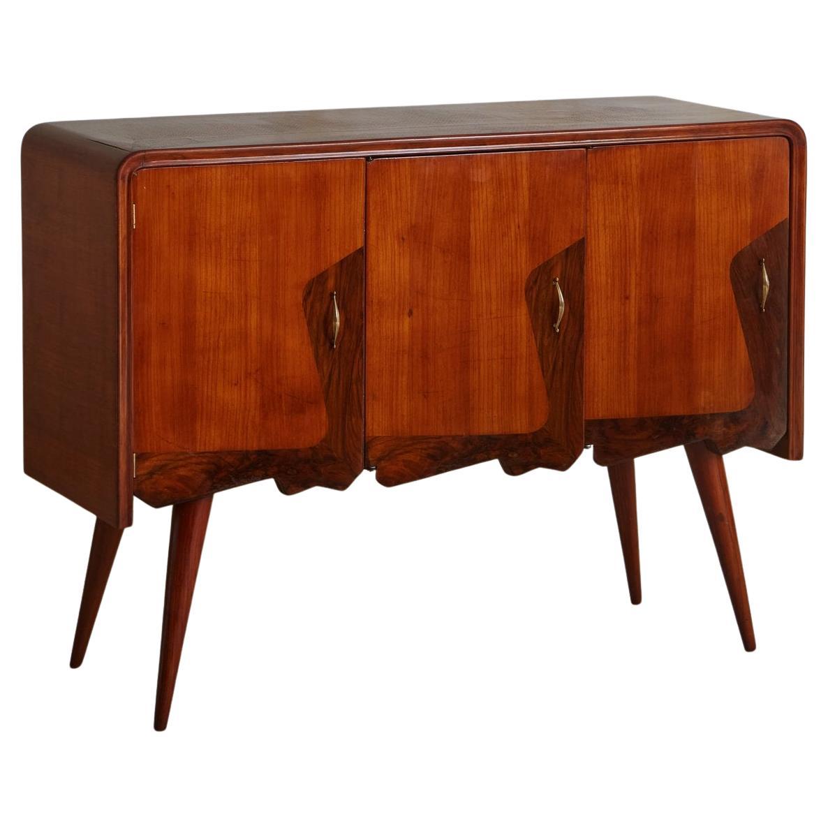 Italian Burl + Cherry Wood Credenza, 1960s