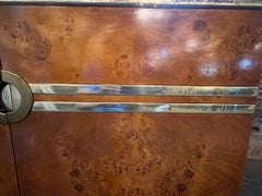 Italian Burl Walnut and Brass Credenza after Pierre Cardin
