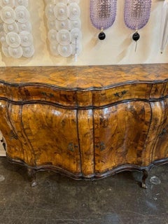 Italian Burl Walnut Bombe Sideboard