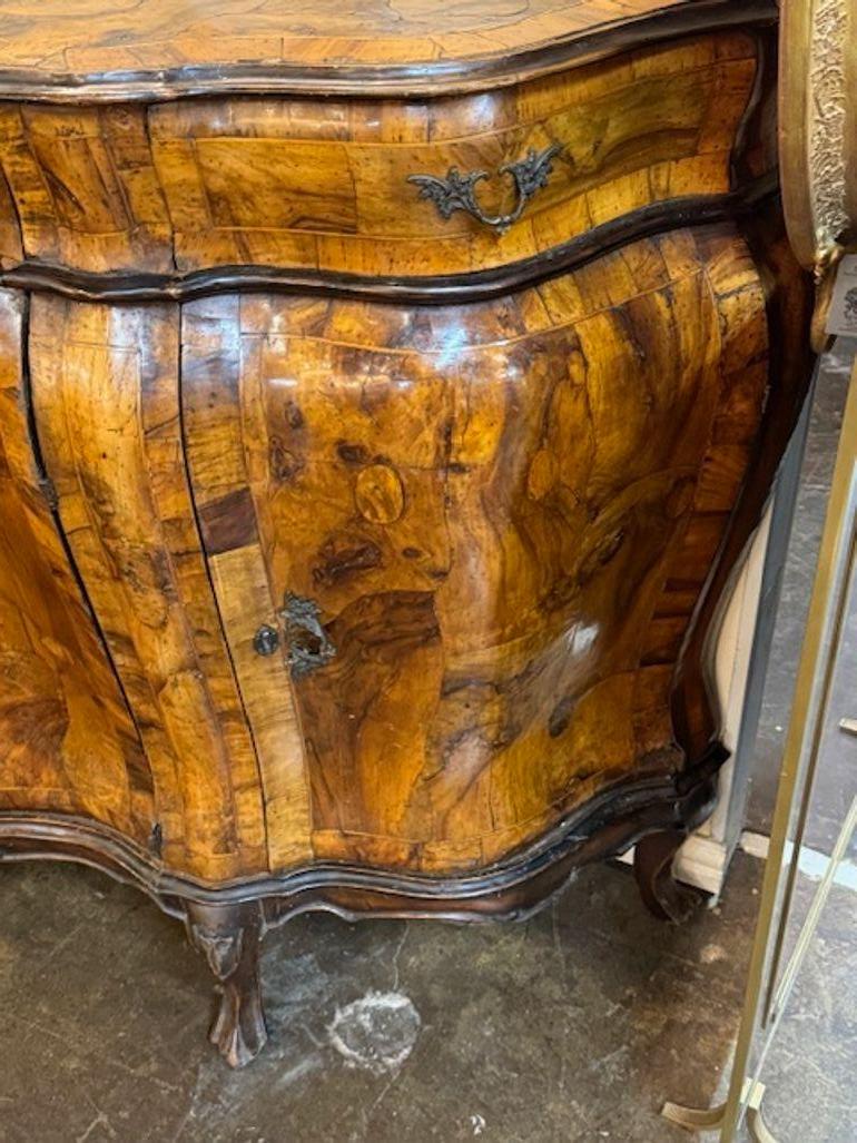 19th Century Italian Burl Walnut Bombe Sideboard For Sale