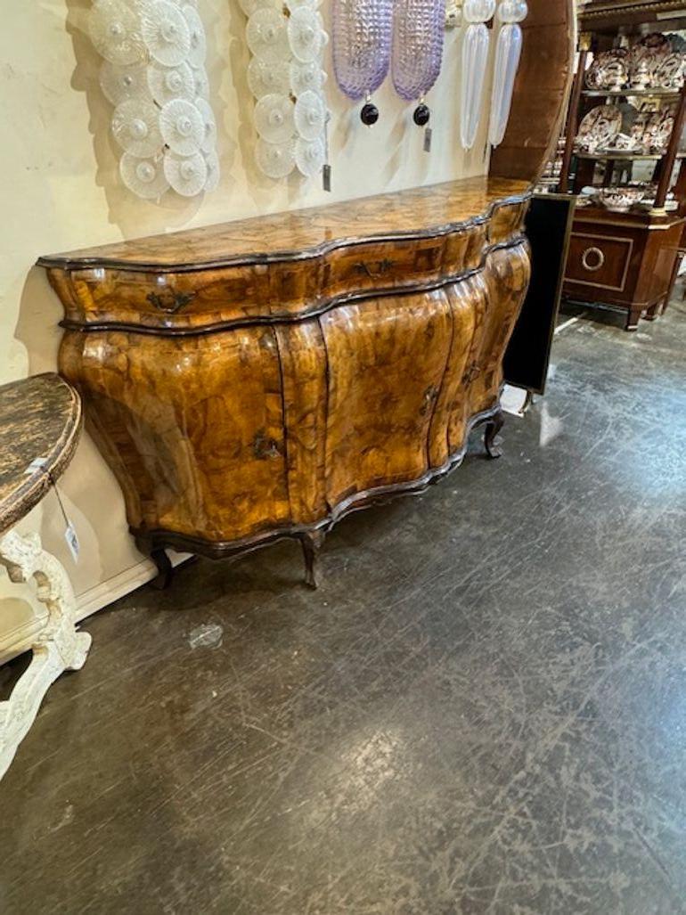 Italian Burl Walnut Bombe Sideboard For Sale 5