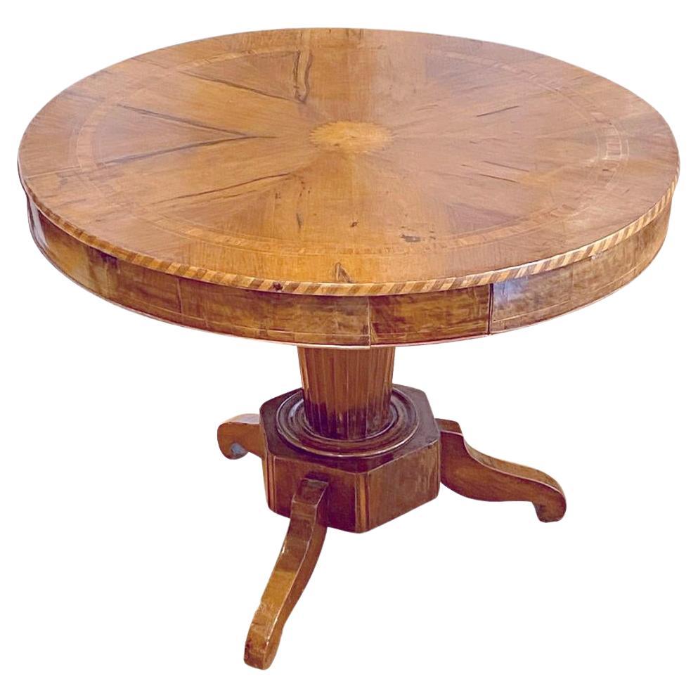 Italian Burl Walnut Inlaid Center Table, circa 1830