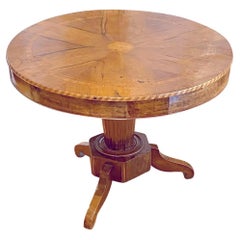 Antique Italian Burl Walnut Inlaid Center Table, circa 1830