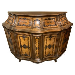 Italian Burl walnut Serpentine shaped cabinet