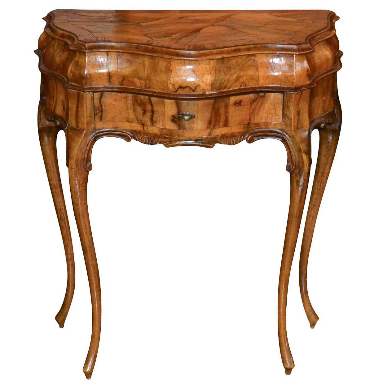 Italian Burl Walnut Side Table, circa 1920