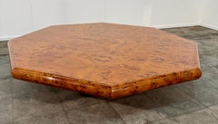 Italian Burl Wood Octagonal Coffee Table, 1970s