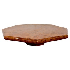 Italian Burl Wood Octagonal Coffee Table, 1970s