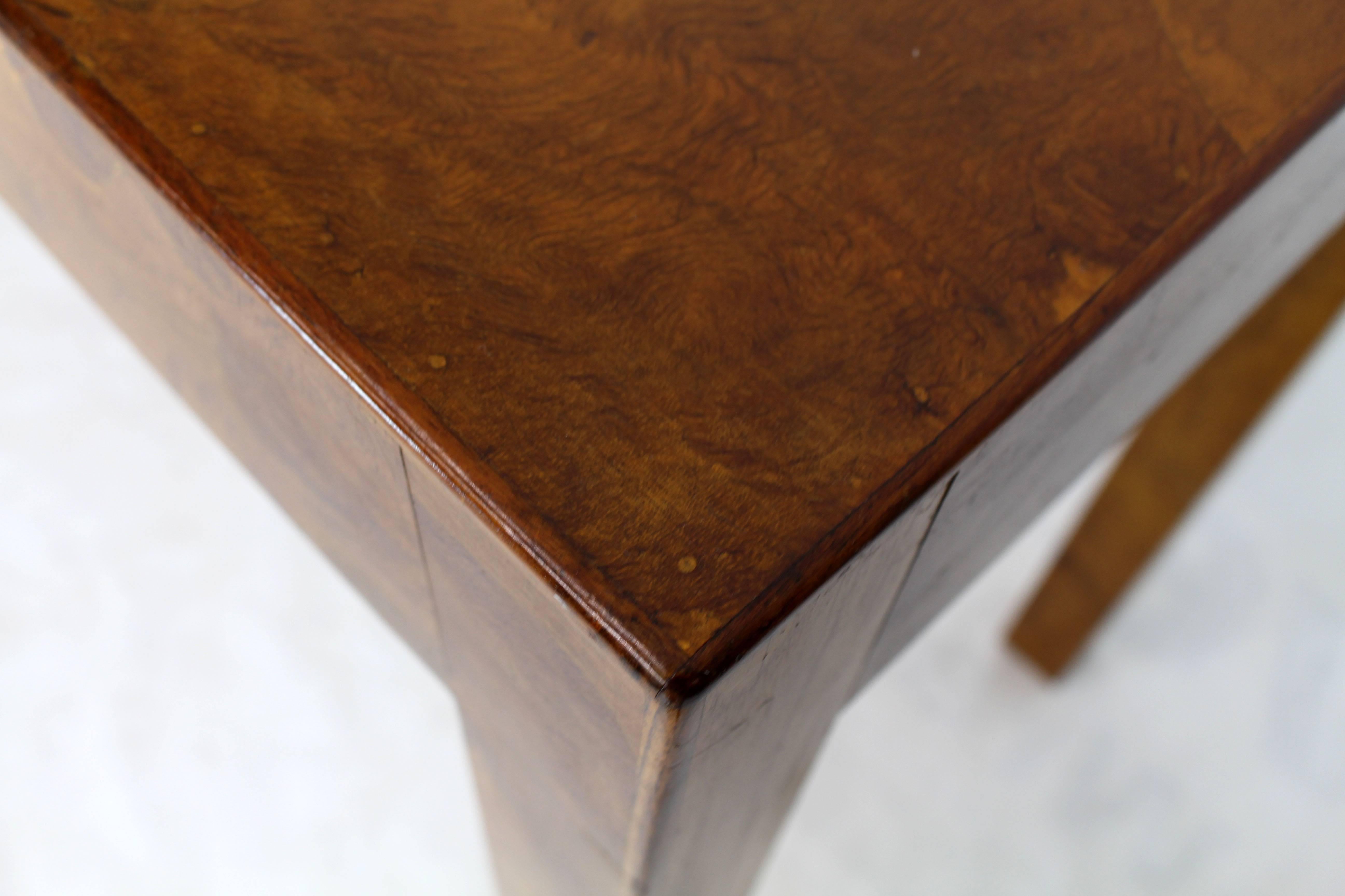 Italian Burl Wood Patch Veneer Work Console Sofa Table In Excellent Condition In Rockaway, NJ