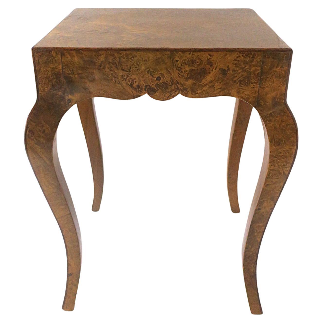 Italian Burl Wood Side Table Rococo Style by Mecchi Ruggero