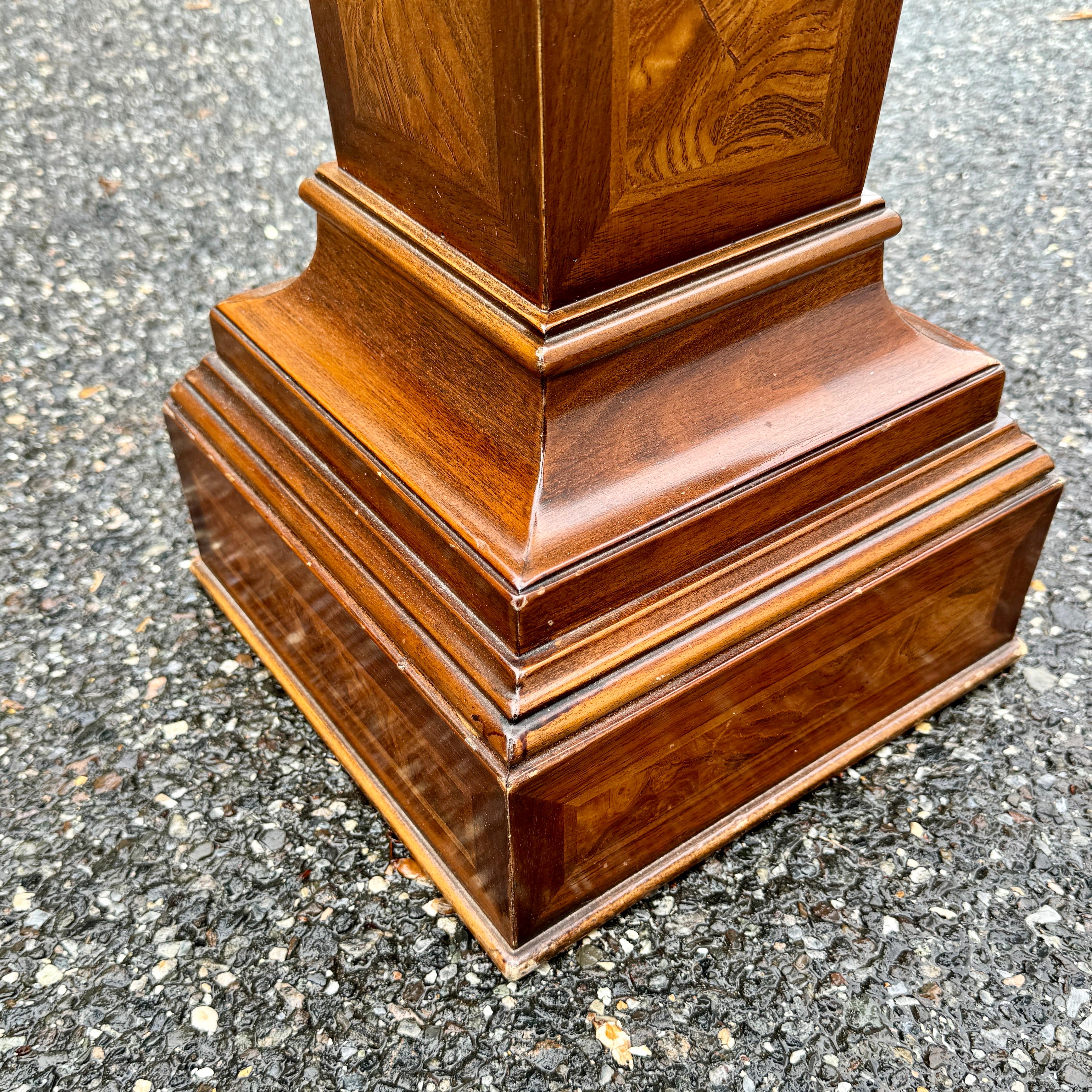 Italian Burl Wood Tapered Pedestal Stand For Sale 6
