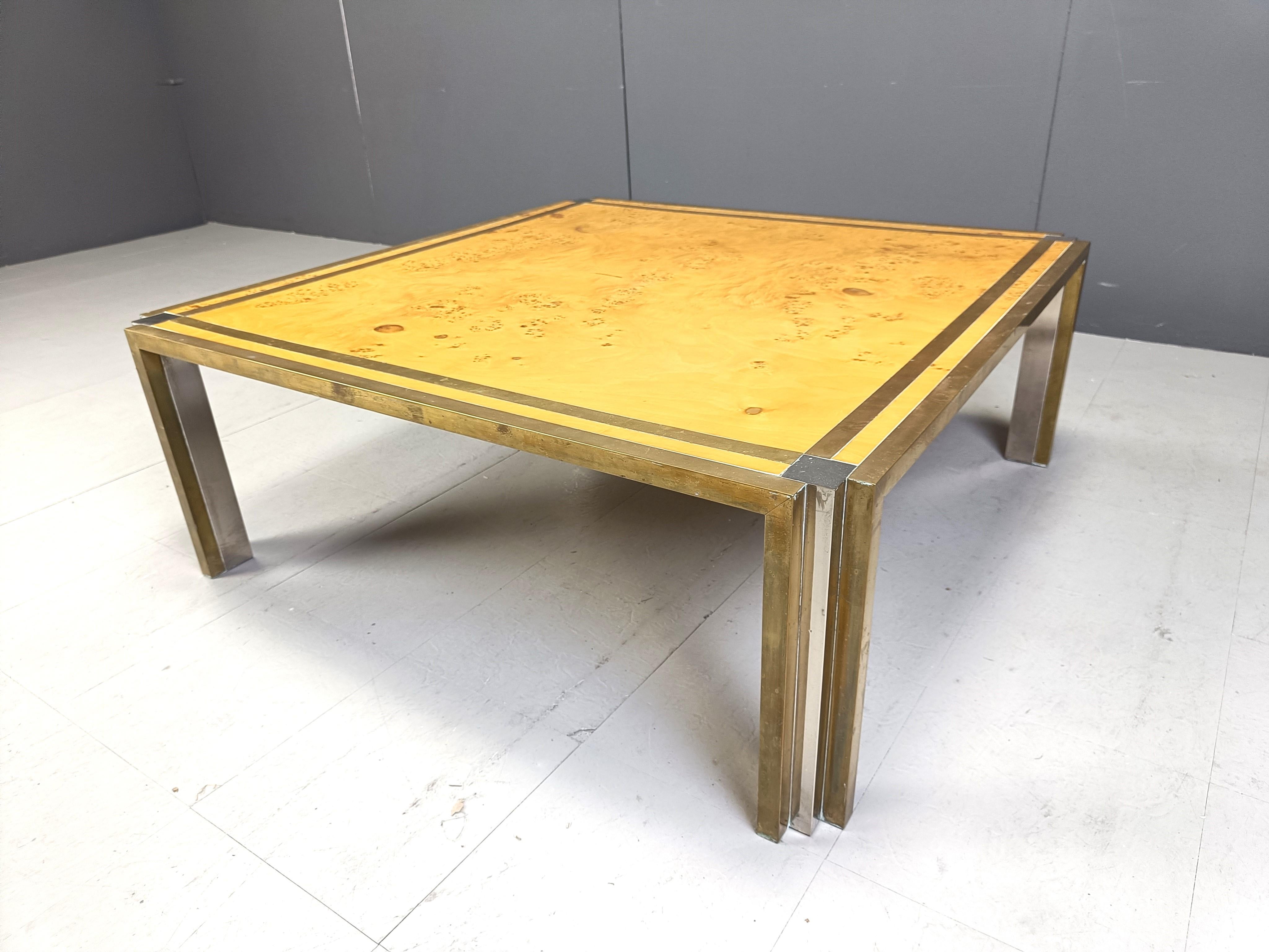 Italian burl wooden coffee table by Tommaso Barbi, 1970s 1