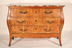 Italian Burled Bombe Chest of Drawers with Marble Top