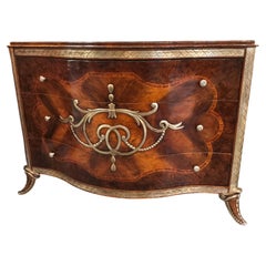 Italian Burled Walnut  Commode with silver accents, exceptional quality
