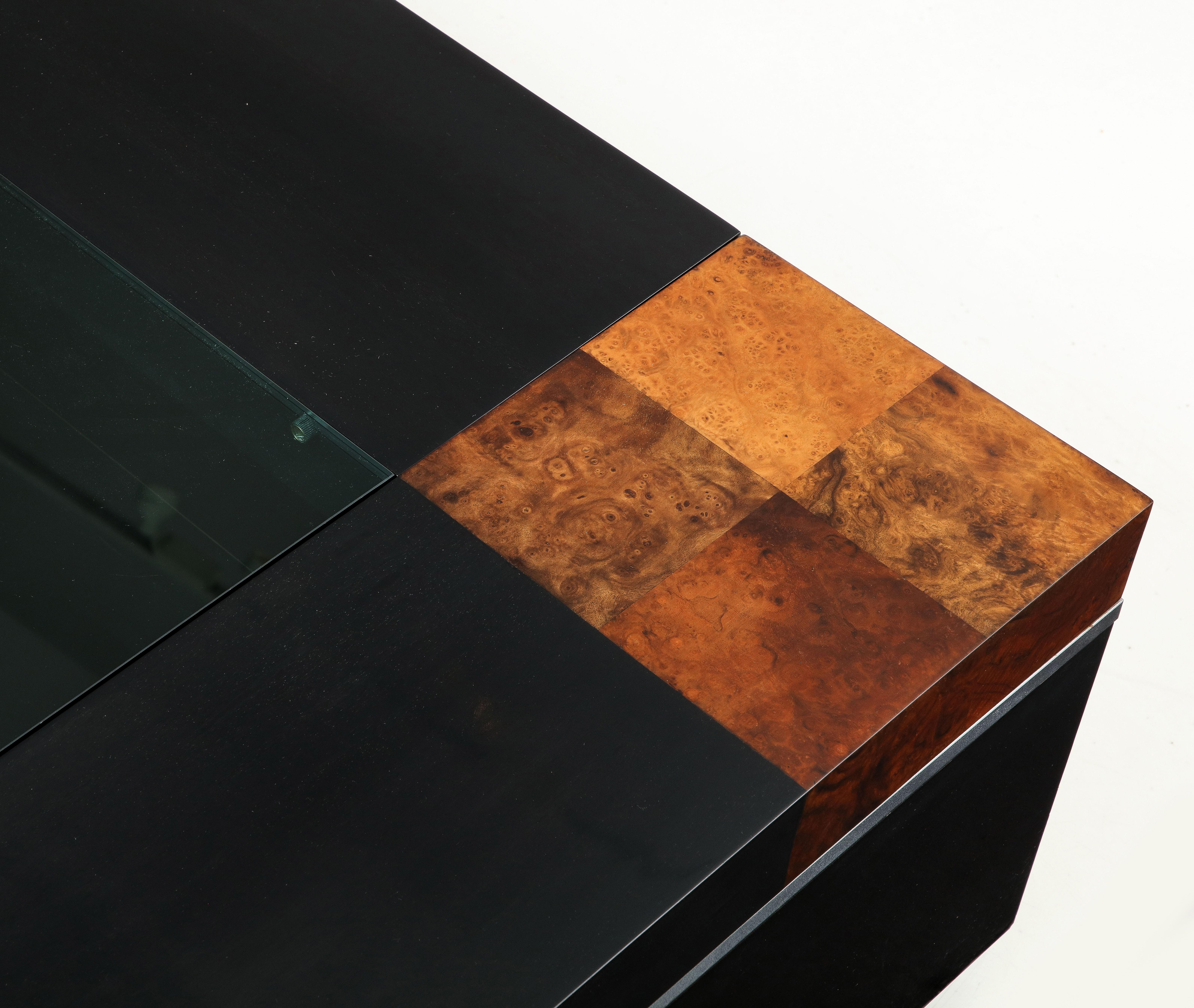 Willy Rizzo Lacquered, Smoked Glass Coffee Table, Italy, for Sabot, circa 1970 For Sale 5