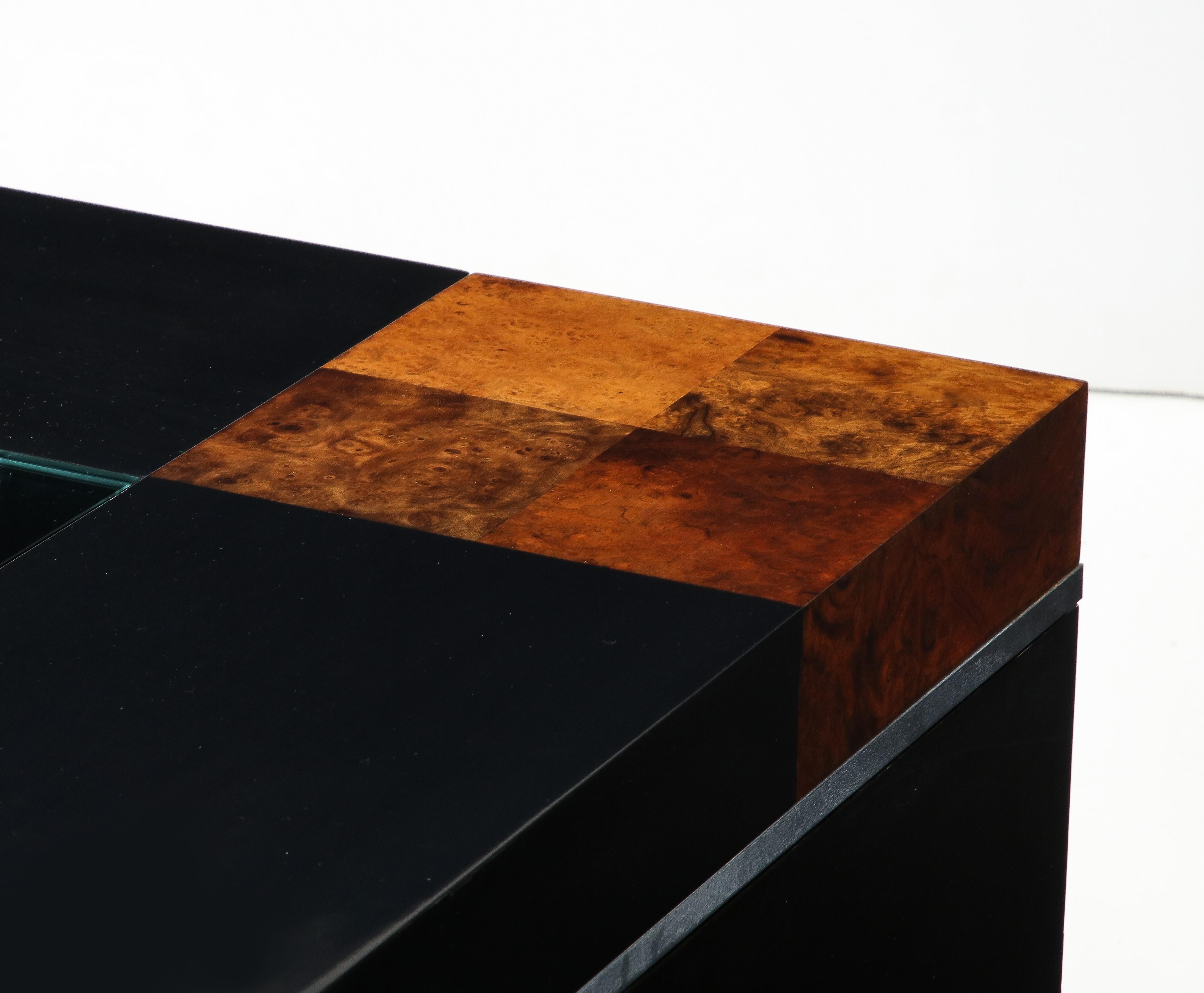 Willy Rizzo Lacquered, Smoked Glass Coffee Table, Italy, for Sabot, circa 1970 For Sale 3