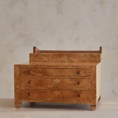 Italian Burlwood Jewelry Chest with Three Drawers, 1960s