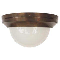 Italian Burnished Brass and Glass Flushmount Ceiling Lamp