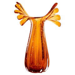 Italienische Vase aus gebranntem, orangefarbenem Blasenglas
