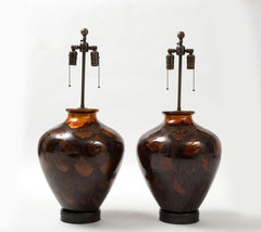 Italian Burnt Orange Ceramic Lamps