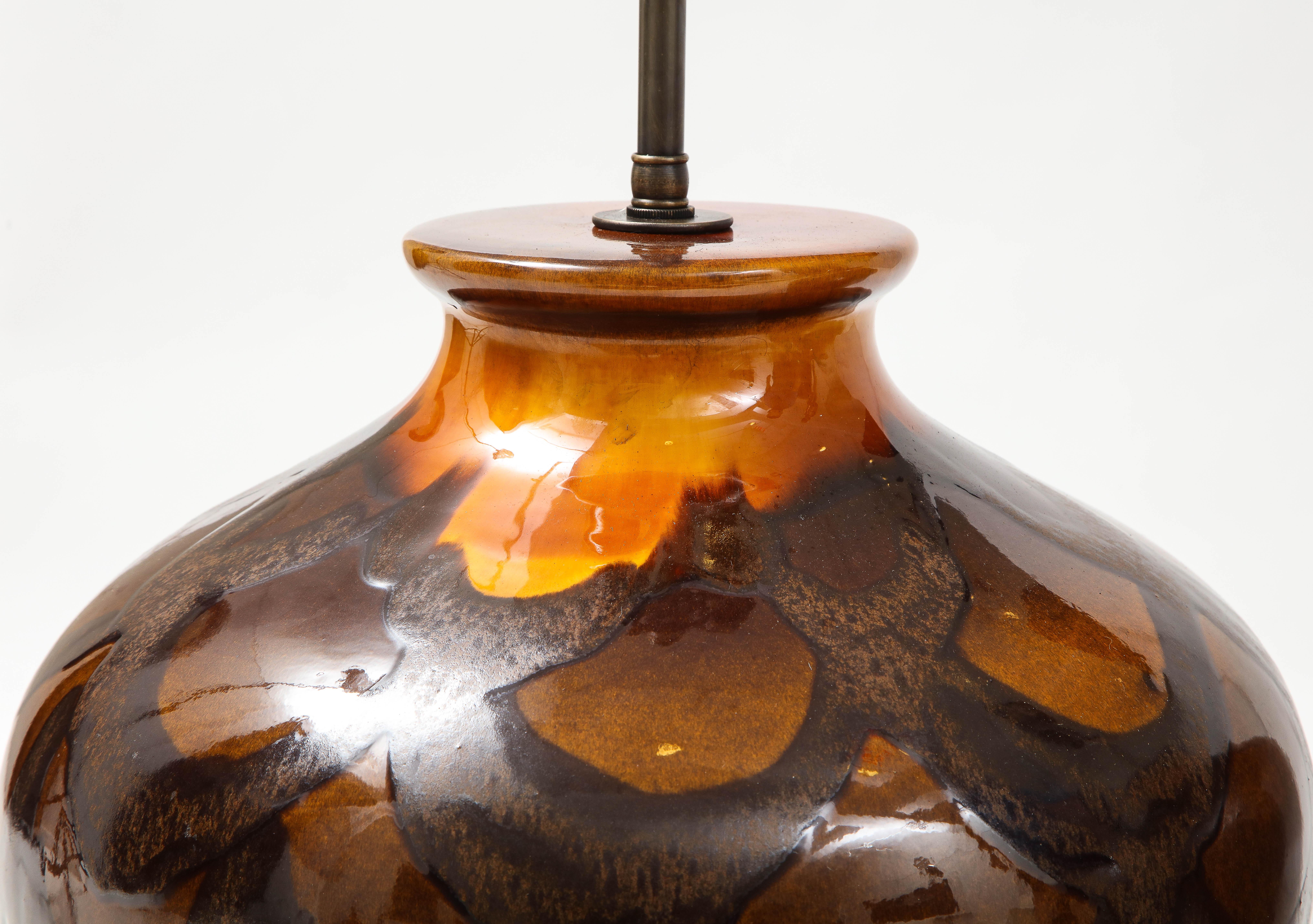 Italian Burnt Orange Ceramic Lamps For Sale 2
