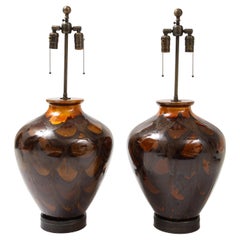 Italian Burnt Orange Ceramic Lamps