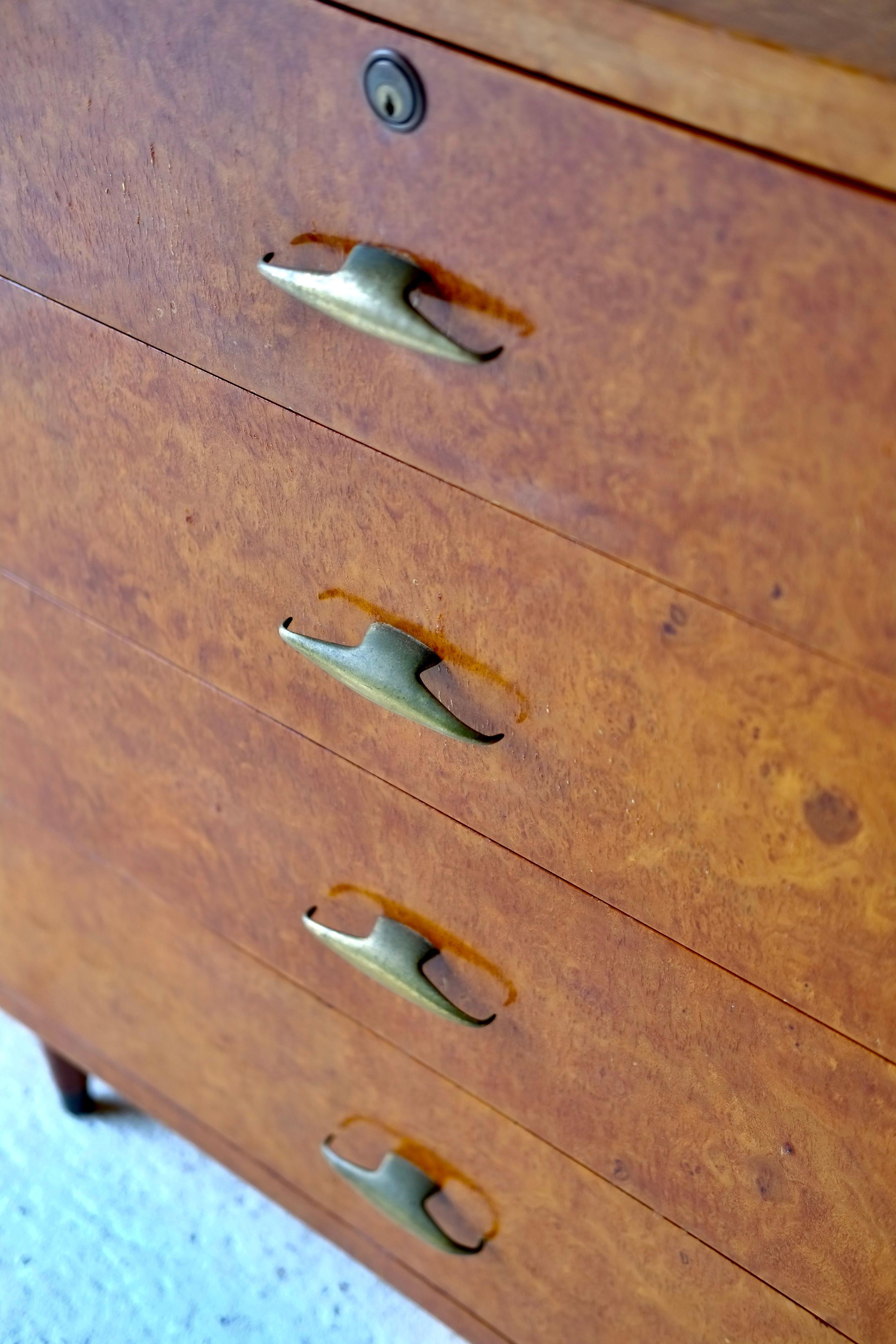 Italian Burr Wood Chest Of Drawers For Sale 9