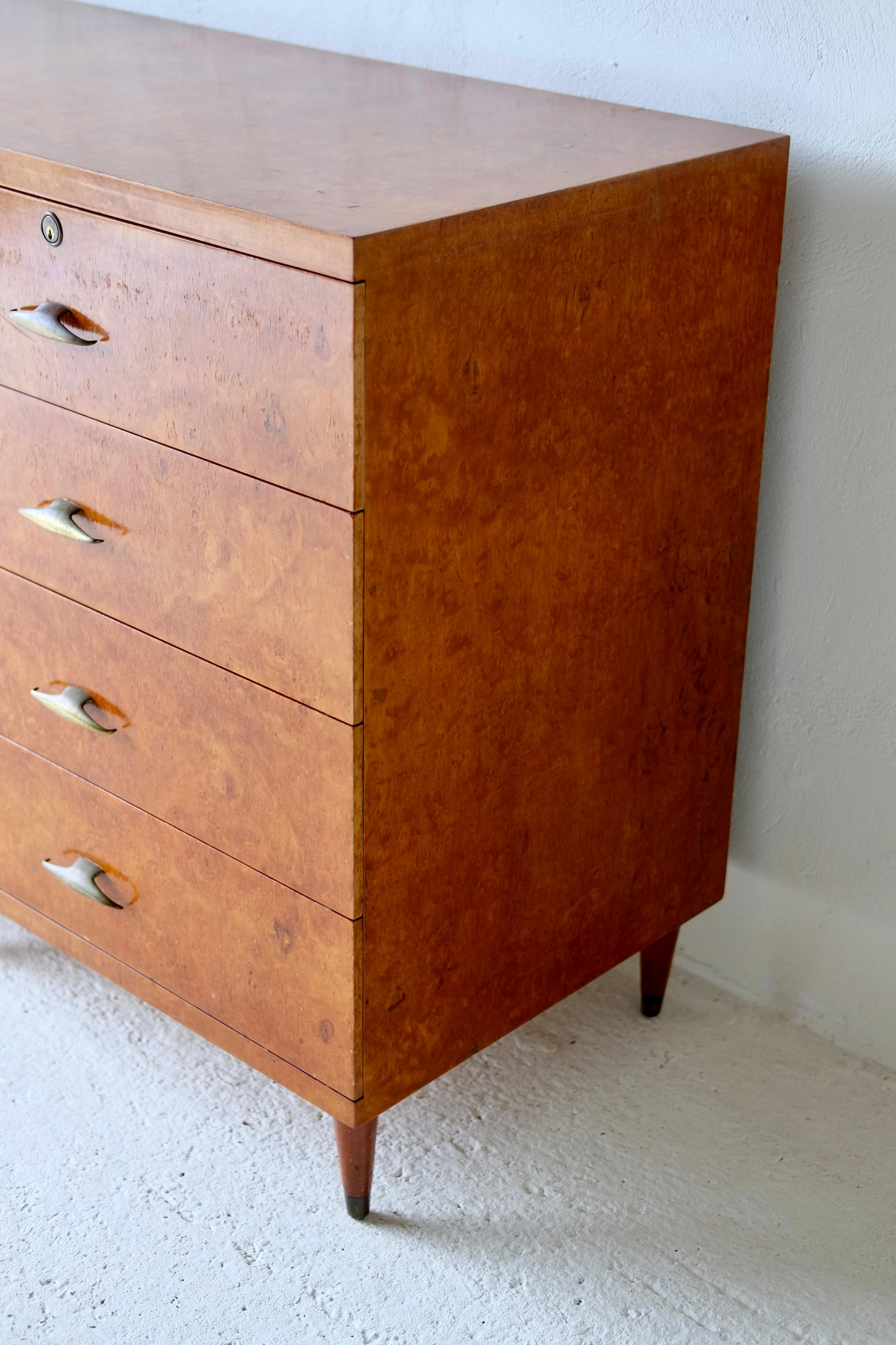 Italian Burr Wood Chest Of Drawers For Sale 10