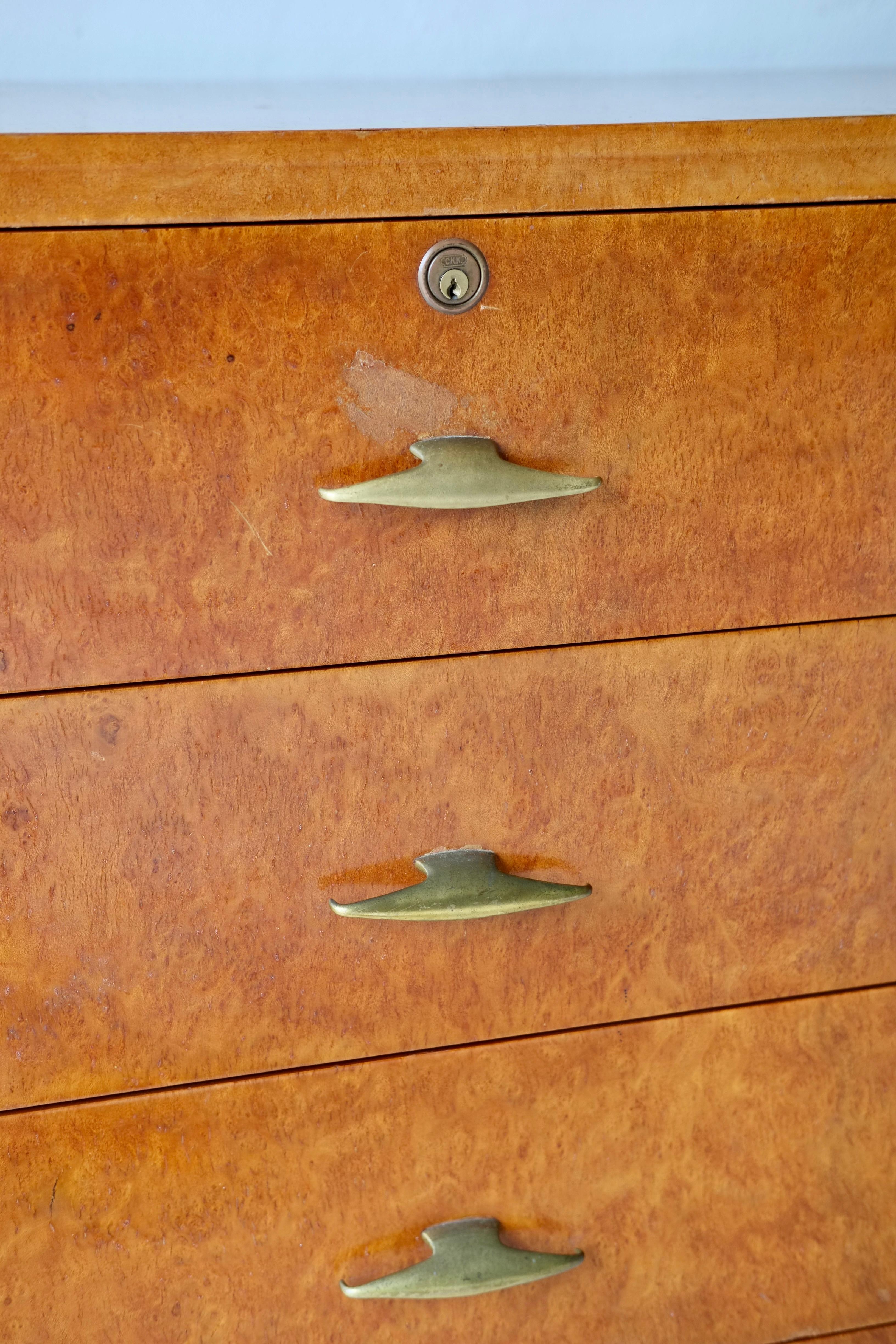 Italian Burr Wood Chest Of Drawers For Sale 13