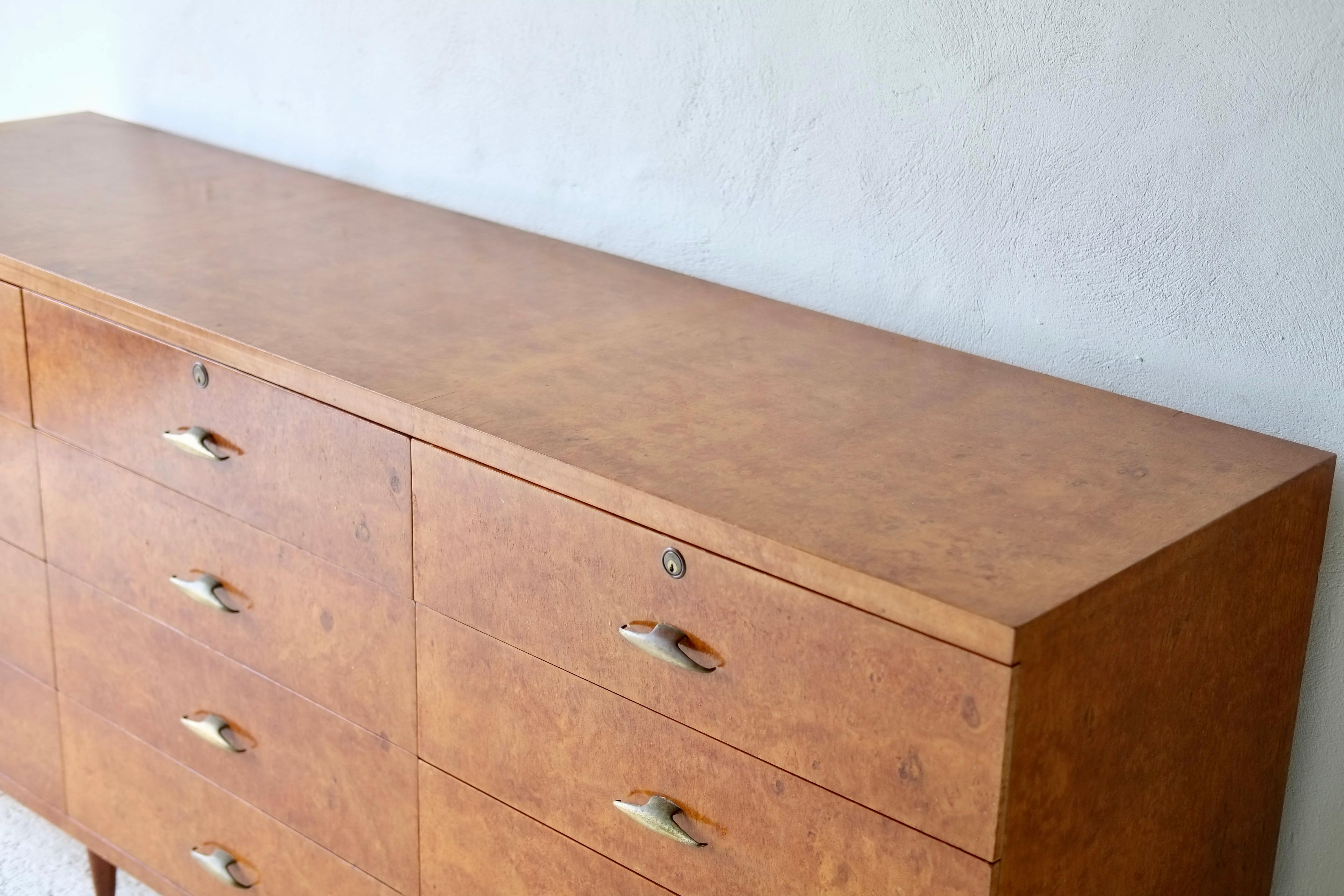 Italian Burr Wood Chest Of Drawers For Sale 1