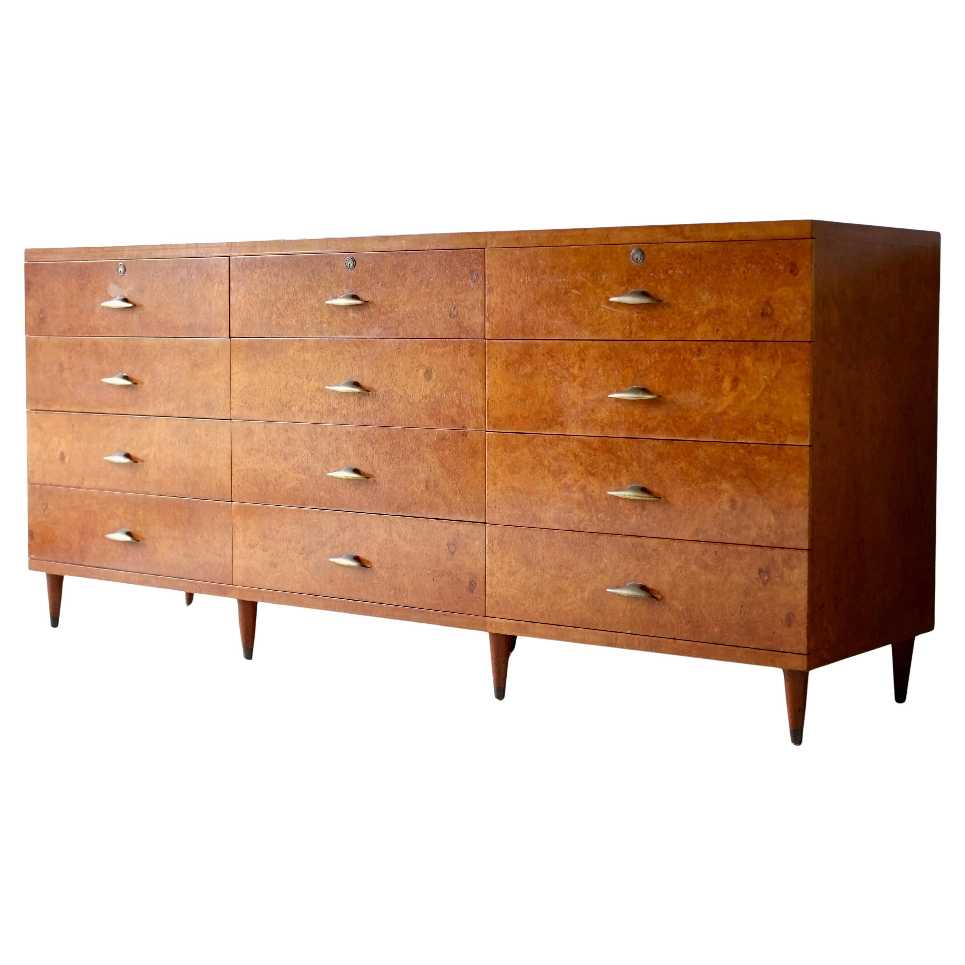 Italian Burr Wood Chest Of Drawers For Sale
