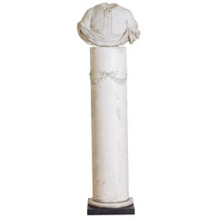 Antique Italian Bust in Statuary Marble on Later Plaster Pedestal, 18th-19th Century