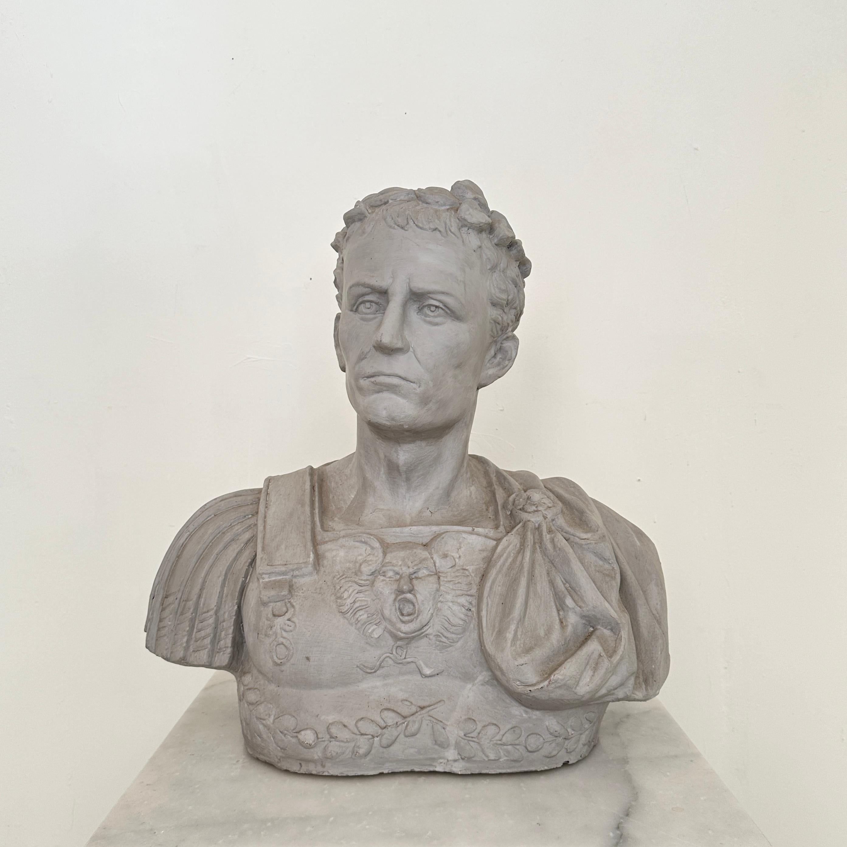 Classical Roman Italian Bust of Caesar in Plaster and Fiberglass, around 1960 For Sale