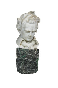 Italian Bust of Ludwig Van Beethoven Made of Carrara Marble, 1900s