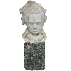 Italian Bust of Ludwig Van Beethoven Made of Carrara Marble, 1900s