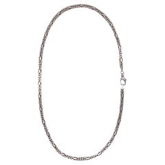 Vintage Italian Byzantine Links Bold Chain Necklace In Solid 14Kt White Gold