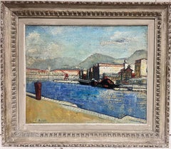 Construction portuaire italienne post-impressionniste signée Riviera du début des années 1900