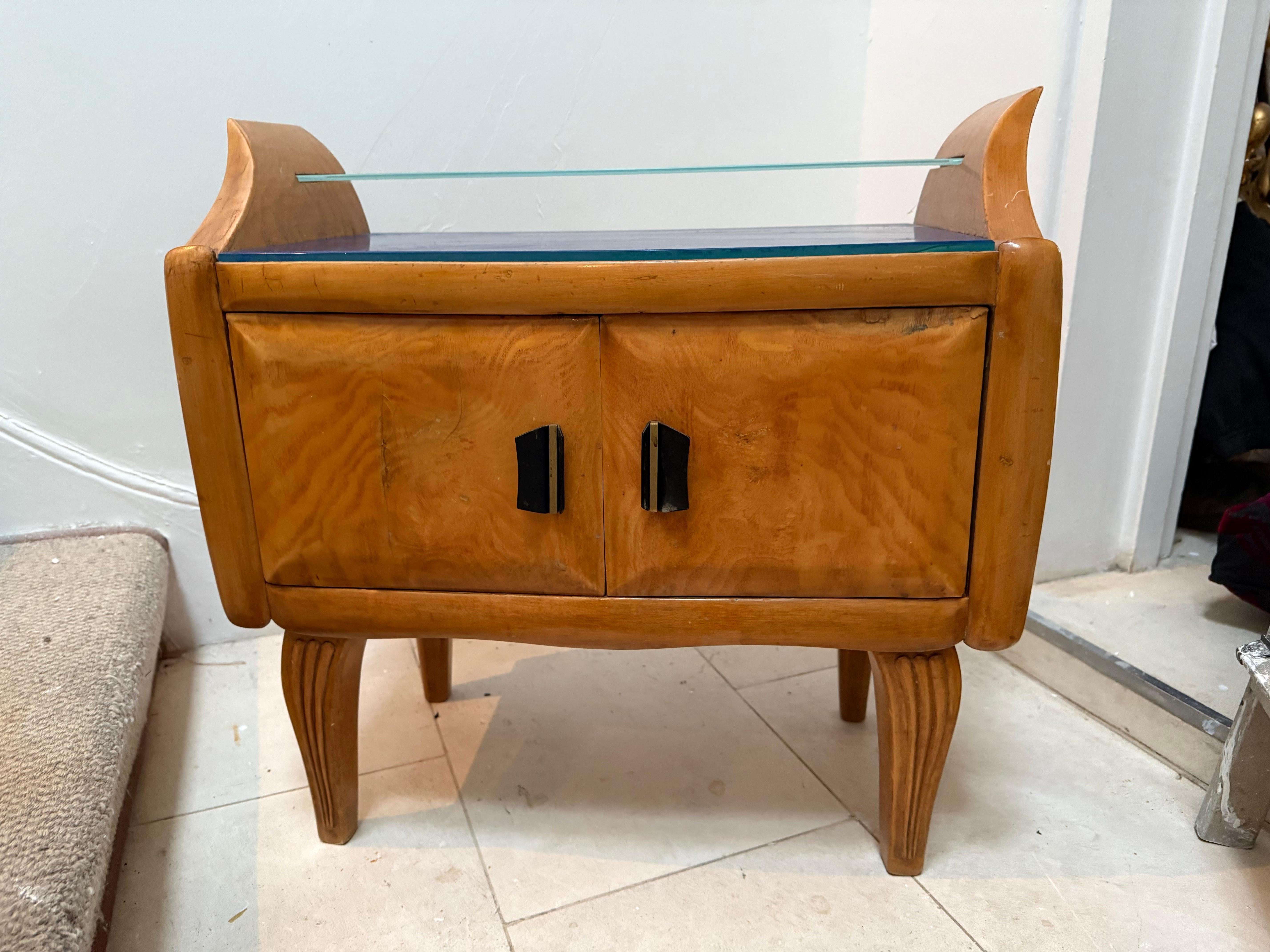 Glass Italian c. 1940's Pair Of Side Tales By Dassi For Sale