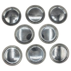 Italian c. 1970s Set of 8 Silver Coasters