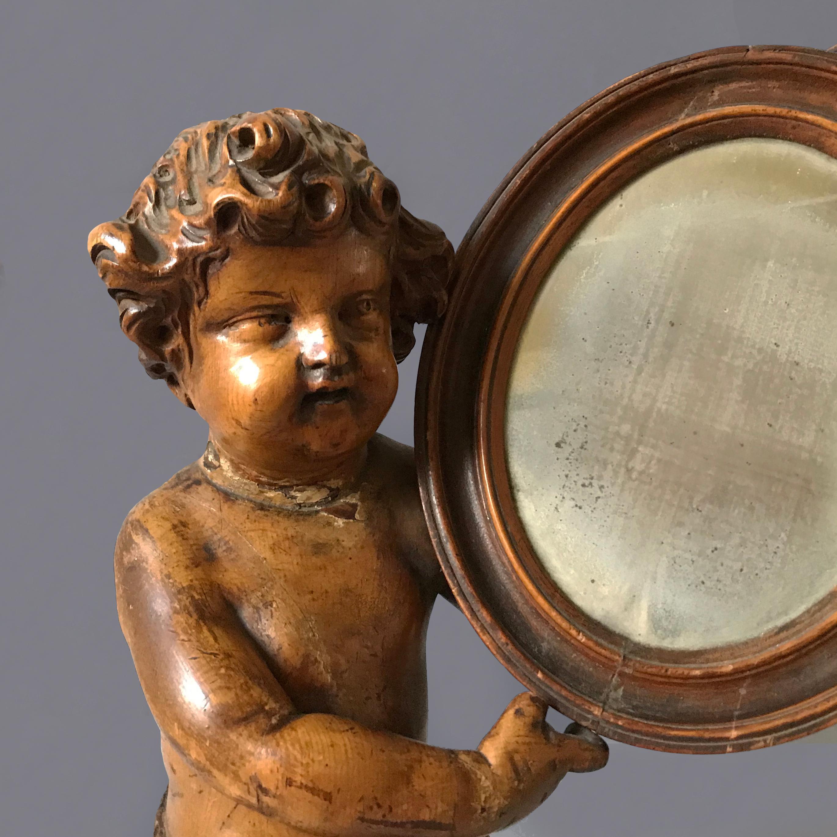 Italian C19th Carved Limewood Cherub In Good Condition For Sale In London, GB