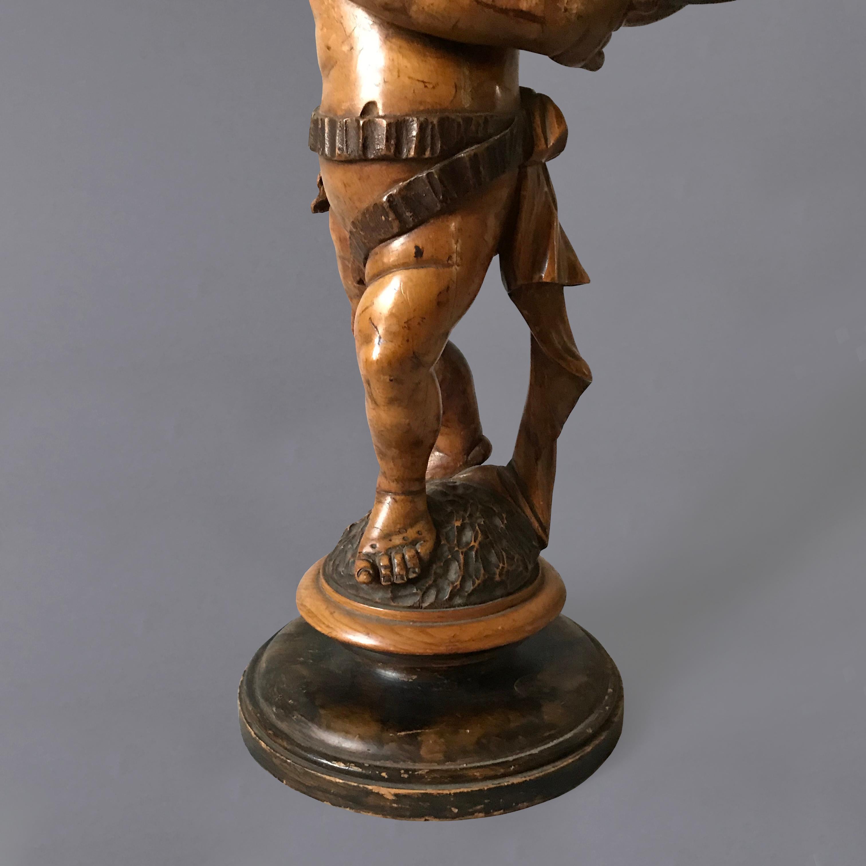 19th Century Italian C19th Carved Limewood Cherub For Sale